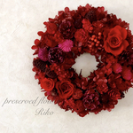 再販＊20センチ＊プリザーブドフラワー＊リース＊クリスマスリース＊薔薇のリース＊レッドリース＊還暦祝い