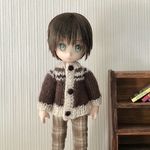 【受注製作】オビツ11サイズ　ロピ風カーディガン　ブラウン