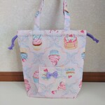 カップケーキ巾着トート☆ラベンダー☆