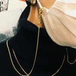 【再販】シンプルゴールドマスクチェーン:マスクストラップ　hexagonチャーム