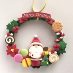 【粘土】クリスマスリース「コーヒーを持ったサンタクロース」