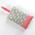 NEW!! シューズケース【リボン グレー×ピンク】シューズバッグ 上履き入れ 上靴入れ 入園グッズ 入学グッズ 北欧風