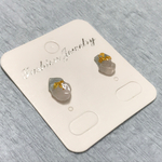 天然石　アクアマリン×ホワイトジェイド　バイカラーピアス　イヤリング