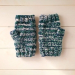 green× blue × off white ＊ふわふわ＊指なし手袋