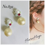 No.832 ❁¨̮ パールビジューと高品質パールのピアス・イヤリング