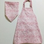☆特価☆ 140cm レースフラワー（ピンク）ゴム紐 子供用エプロン・三角巾セット