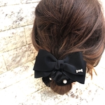 大人質感リボン　パール付きシュシュ