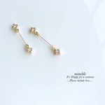 new▷ W elegant stoneピアス/ノンホールイヤリング＊受注製作＊