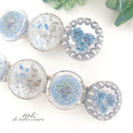 ○と天色とお花バレッタ