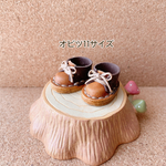 オビツ11＊まんまるチャッカブーツ(キャメル×ダークブラウン) +(ステッチベージュ+靴紐ベージュ)
