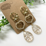 大人可愛い！パール×フラワーのロングピアス♡