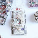 蝶々のいるウッドプレートのタグ型クリスマス雑貨②