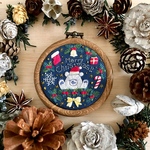 [受注生産]クリスマス飾りシロクマ手刺繍フープ