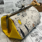 【受注製作】再販❷ ホワイトハシビロコウ　×イエロー　がま口メイクポーチ 