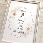 【歳末SALE12/25迄】命名書【A4サイズ】セピア花柄