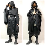 狩衣風ロングトップス／墨黒