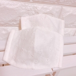 ★送料無料★【女性サイズ】★今治産タオル＆刺繍オフホワイト★立体型マスク2点セット【ハンドメイド】立体マスク