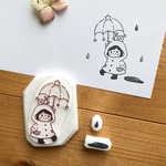 消しゴムはんこ  雨の子