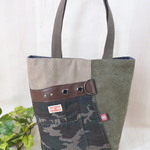 【新春SALE】迷彩柄コラージュ✳底楕円型トートバッグ