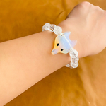 オパールのキツネとクラック水晶のブレスレット