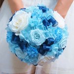 プリザ＊ブーケ 、ブートニア付き　ブルー×ホワイト