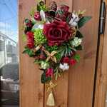 クリスマスリース☆✨No.298☆💕薔薇のスワッグ風フラワーリース
