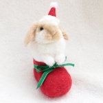 クリスマスブーツなうさぎさん  ホーランドロップイヤー  羊毛フェルト   ブロークンオレンジ