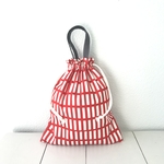 北欧格子柄RED＊35×30＊体操着袋＊着替え入れ