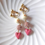 3連チョコレートのイヤリング（ルビー）