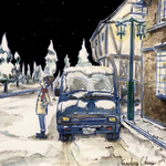 ポストカード『雪の街の夜空』デリボーイ　メッセージカード　インテリアに☆2枚セット