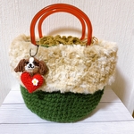 ファーバック(カーキ)♡キャバリアキーホルダー付