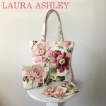 ★再販★LAURA ASHLEY A4トートバッグ・ポーチセット ピオニーガーデン クランベリー