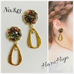 No.843 ❁¨̮ キラキラガラスカレットのピアス・イヤリング