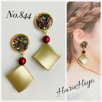 No.844 ❁¨̮ ガラスカレットとマットビーズのピアス・イヤリング