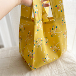 ＊布エコバッグ　小さめ＊【マチ15㎝】綿毛模様　イエロー