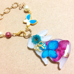 511-16　紫陽花と兎のバッグチャーム*.:★ Little garden ★:.*