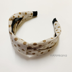 ✳︎しあわせカチューシャ✳︎ベージュに金ドット✳︎痛くならないカチューシャ✳︎大人リボン✳︎HANAkana✳︎