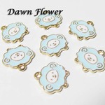 【D-0154】20pcs　ふわふわのヒツジ　14mm　ライトブルー　チャーム