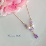 ♡ 宝石質アメジスト ペアシェイプ ブリオレットカット のネックレス