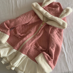 h様オーダー品＊ふりふり前開きうさ耳パーカー　110
