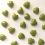 ハート ガラスビーズ ライトグリーン 黄緑　5個