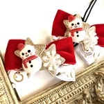 再販⭐️プチギフト🎄クリスマス⛄️ベルベットリボン⭐️雪だるま⭐️雪の結晶❄️リボンキッズへアゴム２点セット