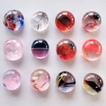 49  ガラスビーズ　大粒　赤&ピンク系　カラフルモザイク　12、13mm