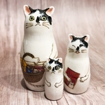 ❤︎ hndmid-minne様専用❤︎小さめ3個組お買い物ネコリョーシカ
