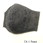 コットン刺繍レースマスク　ブラック(ゴム付き)