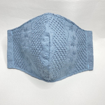 コットン刺繍レースマスク　ブルー(ゴム付き)