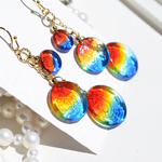 【ハンドメイドガラス】ohajiki レインボーピアス＊イヤリング