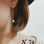 コットンパールとハートのロングピアス♡ゴールド