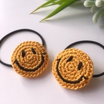 ニコちゃんヘアゴム　同色2個セット 　かぎ針編み　コットン糸