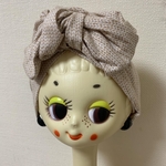 【SALE】ボリュームヘアターバン21  ビエラ生地オフホワイト